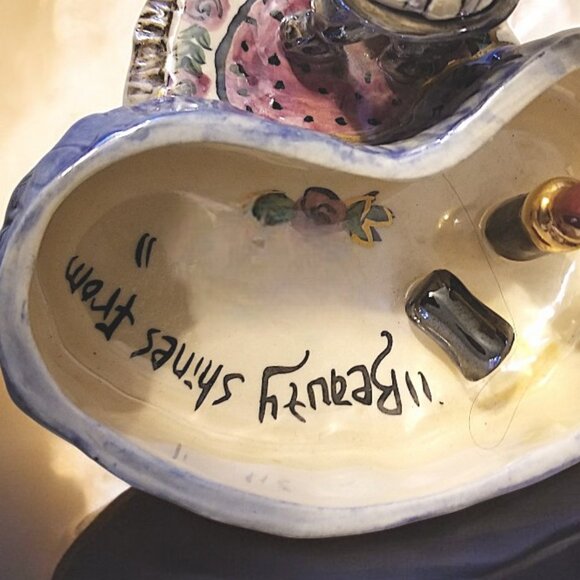 Blue Sky Clay Works Vanity Tray Dish Heather Goldminc "BEAUTY SHINES FROM WITH" - Picture 2 of 14